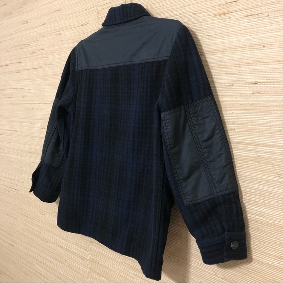 GAP Kids Black/Navy Blue Plaid Button Front Coat Camp Jacket Size 12 - Picture 6 of 8